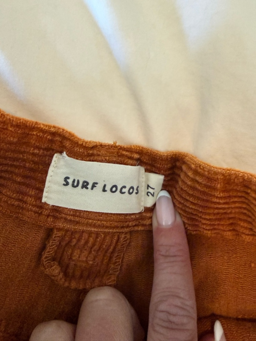 SURF LOCOS Women's High-Waist Corduroy Shorts in Rust